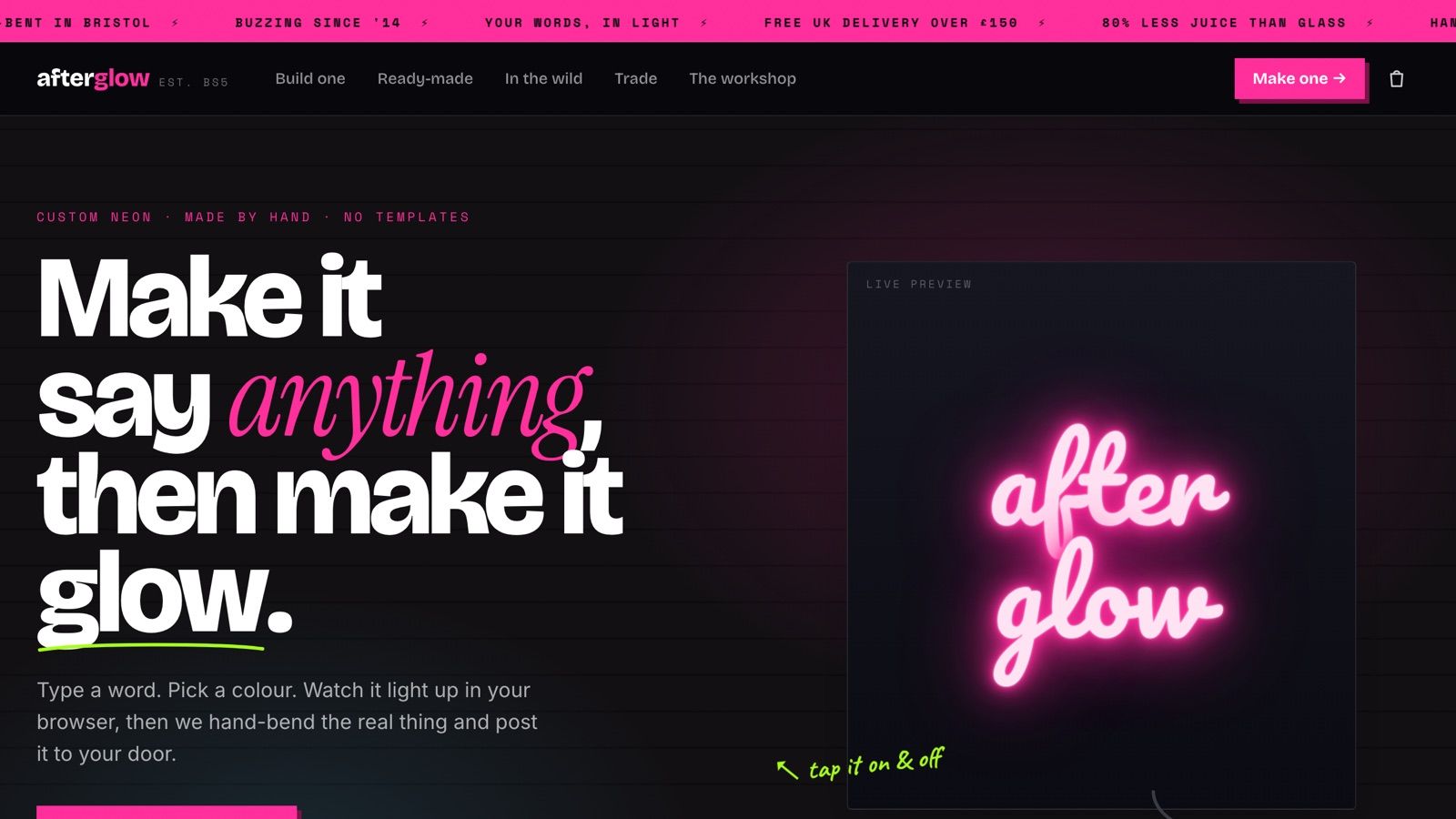 Homepage of the Afterglow site