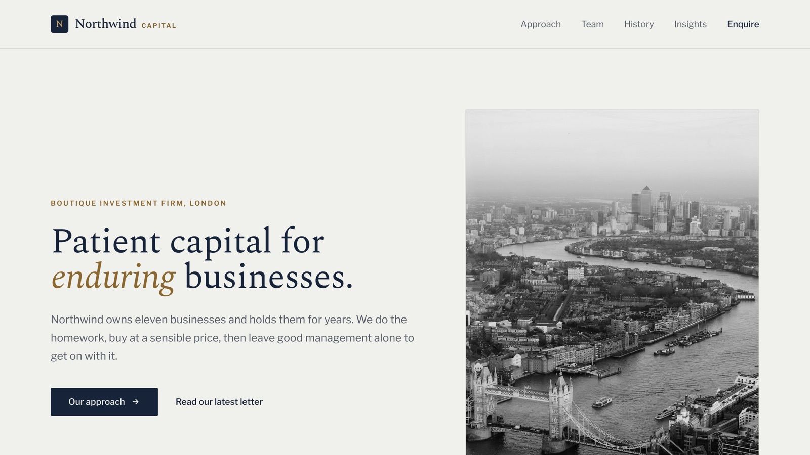 Homepage of the Northwind Capital site