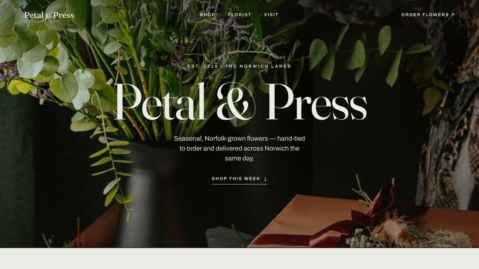 Homepage of the Petal & Press site