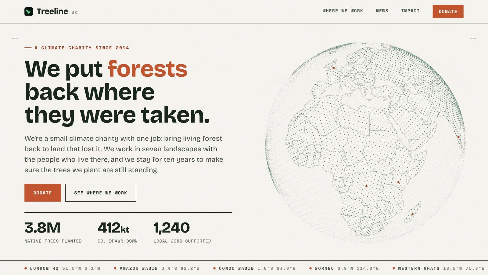 Homepage of the Treeline UK site
